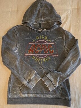 Junk Food Kids AC/DC Washed Heather Grey Hoodie Size L